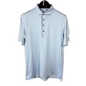 Greyson Golf Polo Mens L Blue Stripes Performance Shirt Elmcrest Tin Cup Wolf